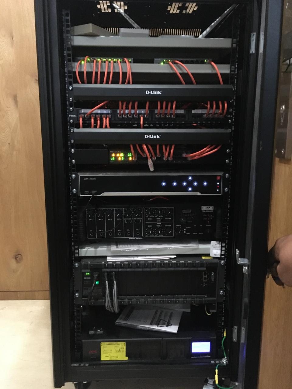 Actual 23U network rack installation by Blue Orbit Technologies