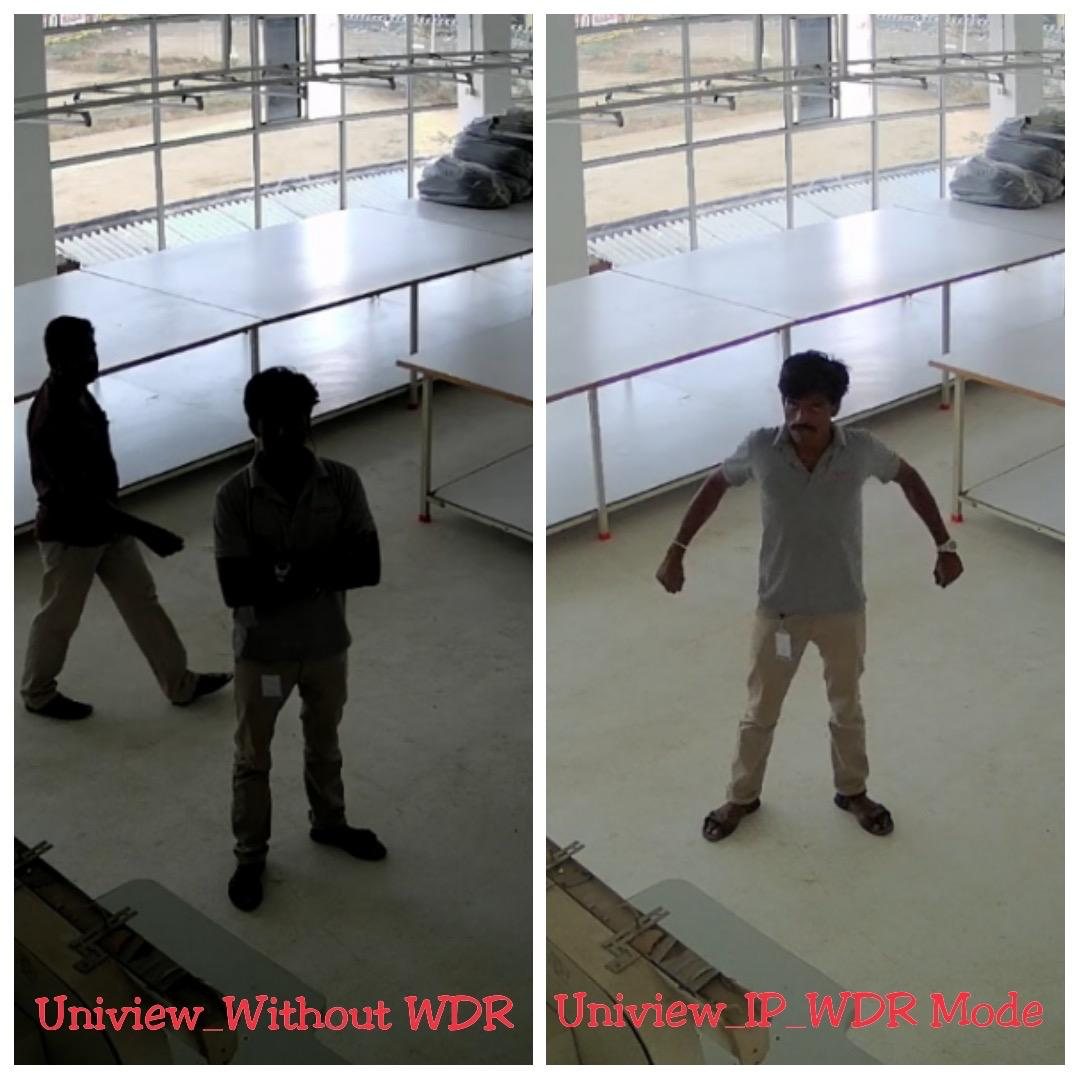 CCTV view comparison with and without digital wide dynamic range